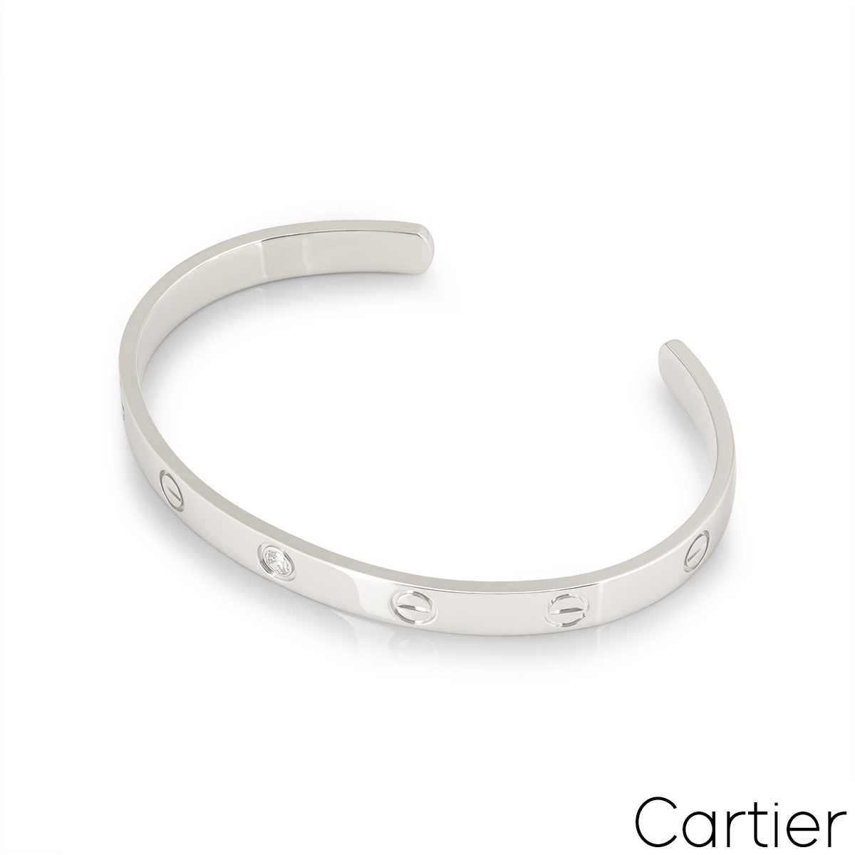 Cartier White Gold Diamond Cuff Love Bracelet Size 17 B6029917
